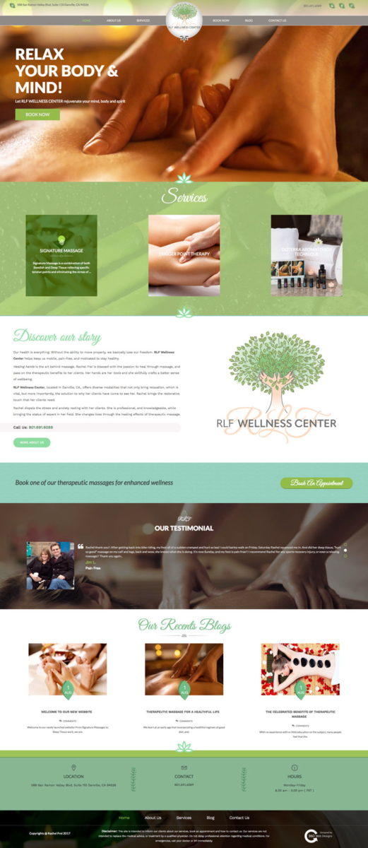 Portfolio | RLF Wellness Center | Danville, CA |360 web designs