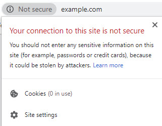 Not Secure Website Example | 360 Web Designs