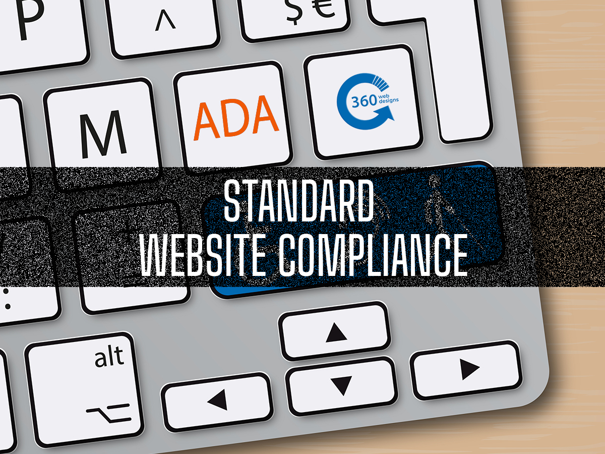 A picture of a keyboard with the words "Standard Website Compliance" across it.