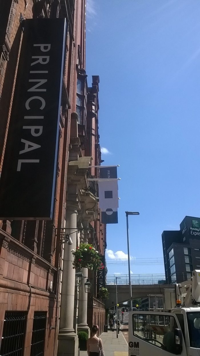 hotel, flags, manchester, principal, installation, piggotts
